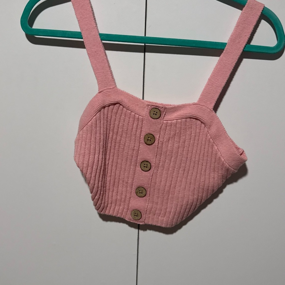 Roxy Light Pink Knit Button-Up Top